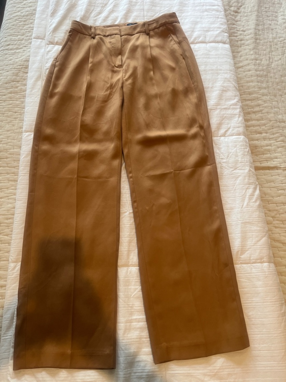J. Crew High-Rise Wide-Leg Chinos in Camel Brown
